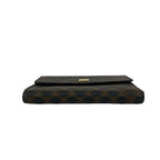 Celine Vintage Macadam Blason Logo Pattern Leather Trifold Wallet Mini Black X Brown — view 6