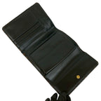 Celine Vintage Macadam Blason Logo Pattern Leather Trifold Wallet Mini Black X Brown — view 7