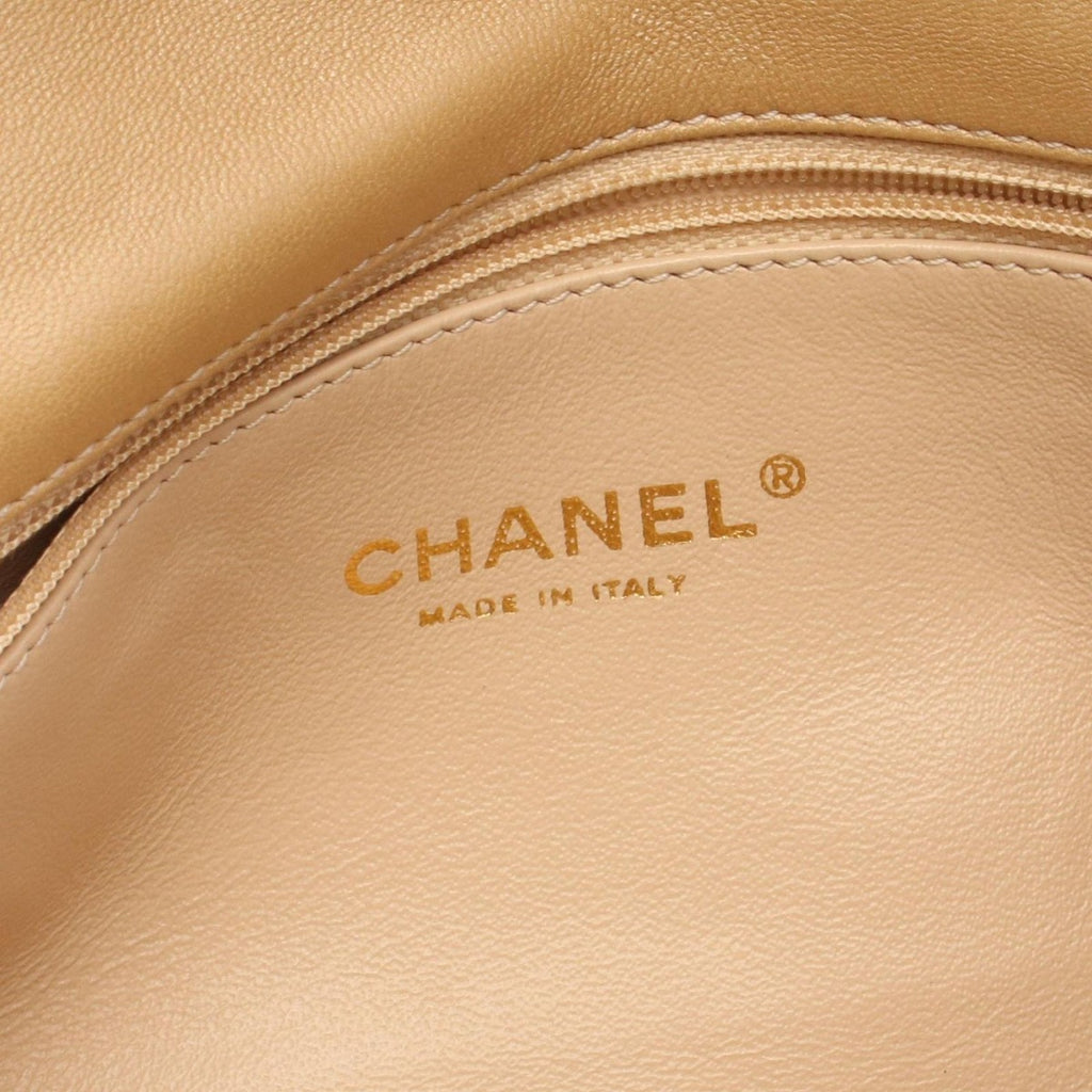 Chanel Shoulder Bag Quilted Metallic Gold Fabric Lambskin Chain — view 4