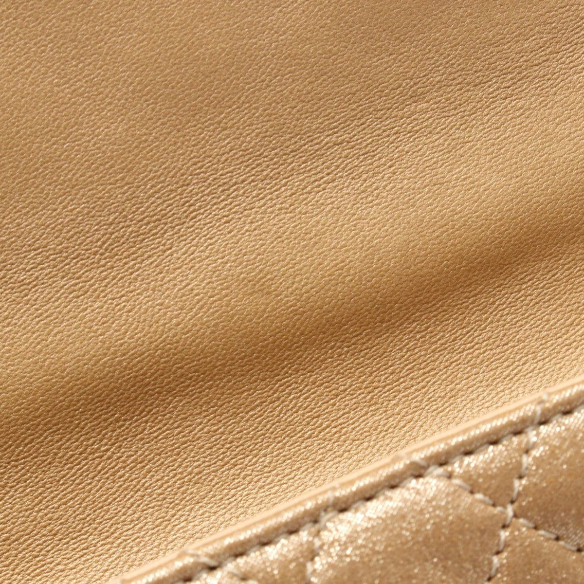 Chanel Shoulder Bag Quilted Metallic Gold Fabric Lambskin Chain — view 6