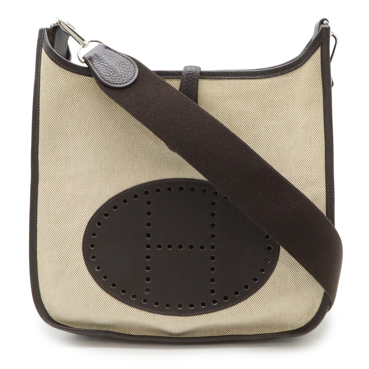 Hermes Evelyne II 2 PM Shoulder Bag Crossbody Toile Ash Leather