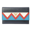 Prada Card Case Fold Wallet 1 Mc004 Saffiano Greche Shape Pressed Leather