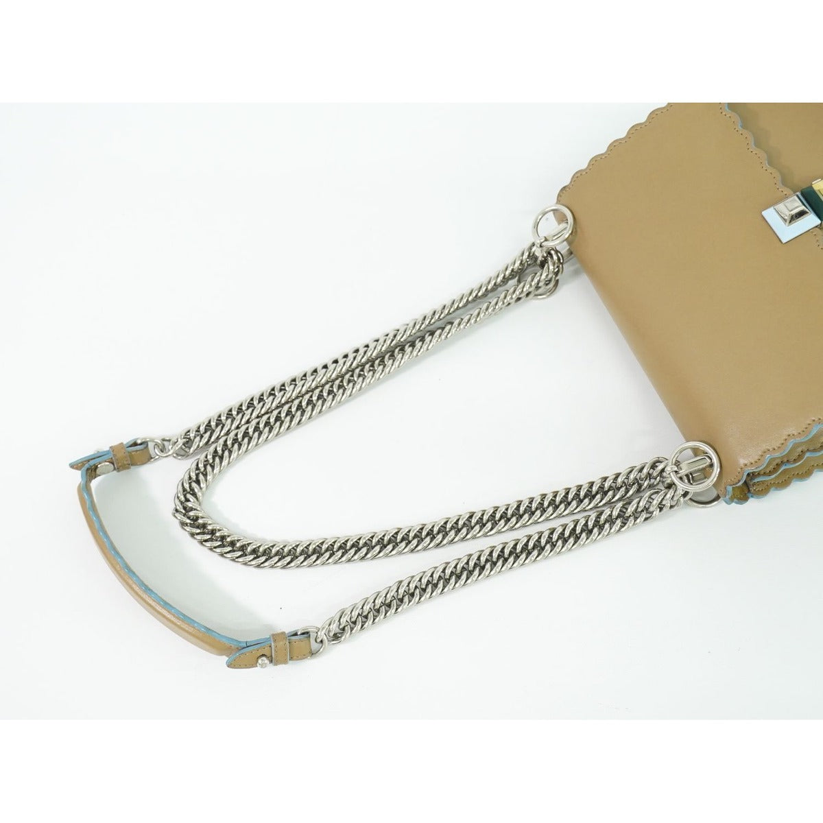 Fendi Kanai Chain Shoulder Bag Pochette Leather Brown Kan — view 5