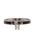 Hermes Kelly Bangle Cadena Lock Silver Leather Metal
