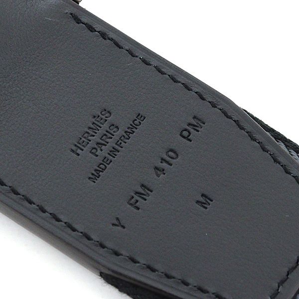 Hermes Double Dring Canvas Belt Black And Gray Silver Hardware Stamped — view 4