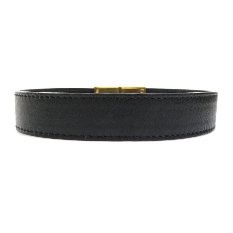 Celine Black Leather Gold-Tone Hardware Choker — view 4