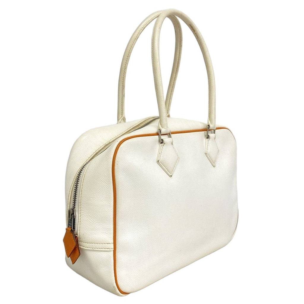Hermes Handbag Plume 28 Veau Epsom White Orange Silver — view 2