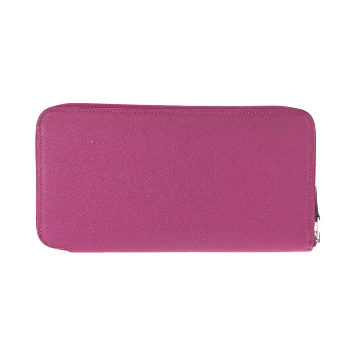 Hermes Azap Long Silk in Rose Tyrian Pink Silver Veau Round Coin Purse
