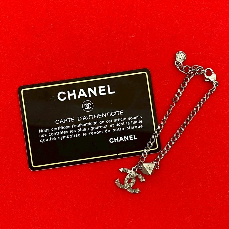 Chanel Coco Mark Motif Metal Chain Bracelet Bangle Accessory 12A