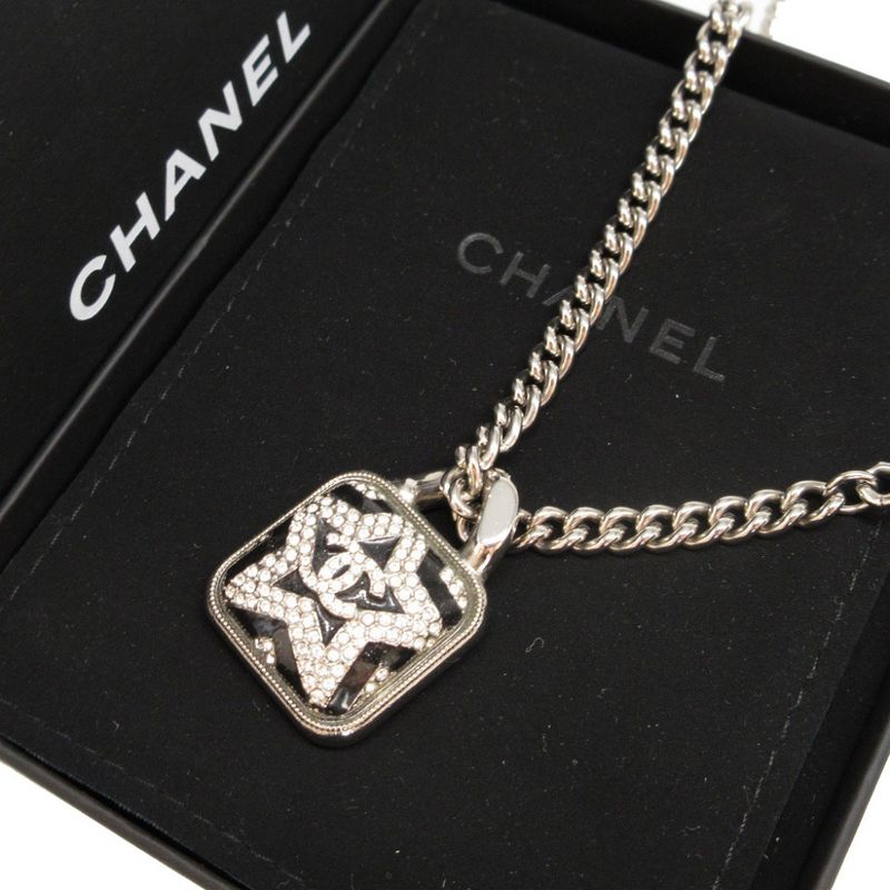 Chanel A23 K Coco Mark Metal Stone Star Pendant Necklace 1449 — view 3