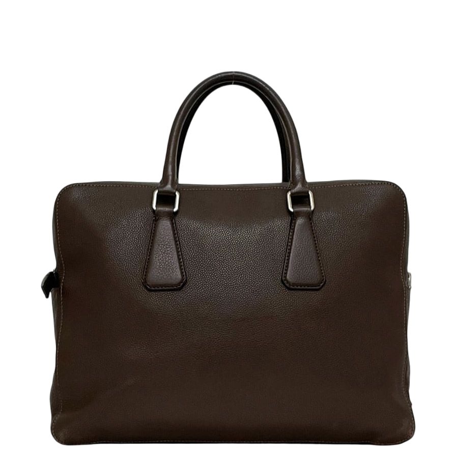 Prada Business Document Brown Briefcase Leather