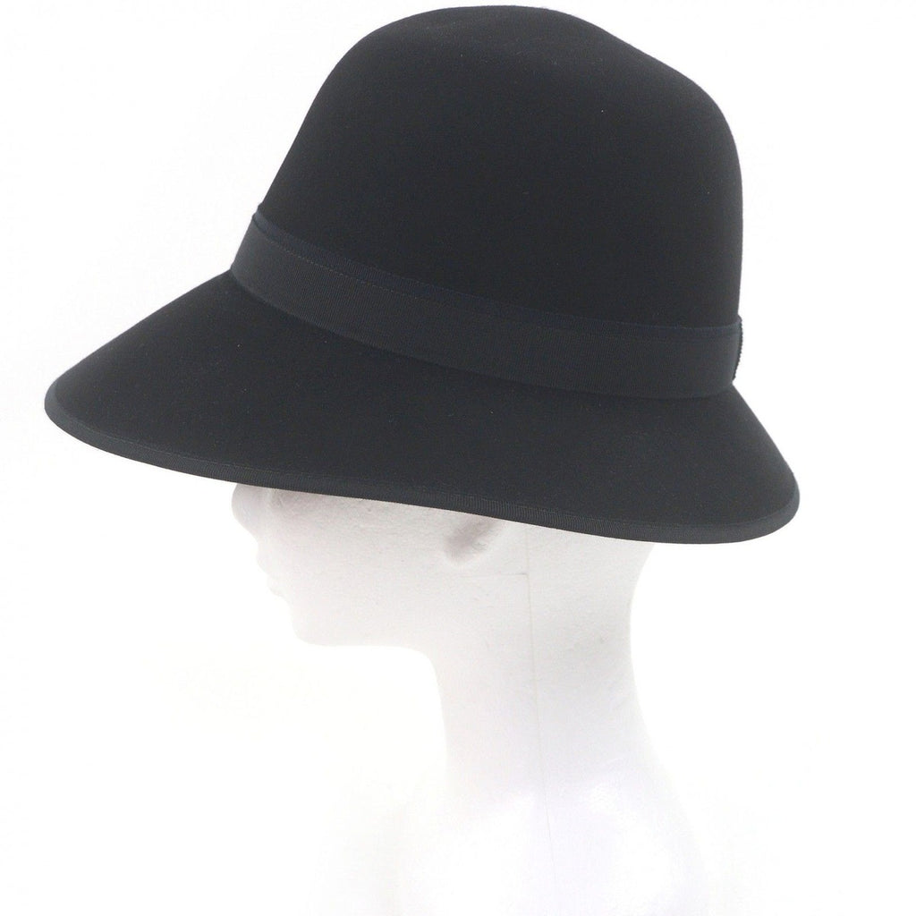Hermes Rabbit Fur Embroidered Bora Hat Felt Black 58 Boxes Purchase Note — view 2