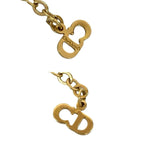 Dior Christian Logo Heart Motif Rhinestone Chain Necklace Pendant Gold — view 2