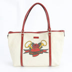 Gucci GG Supreme Tattoo Heart Leather Tote Shoulder Off-white X Red