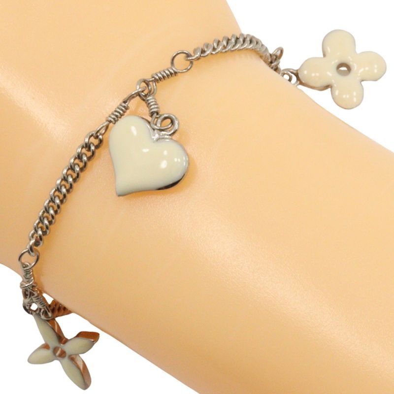 Louis Vuitton Bracelet Sweet Monogram Metal Silver White 9.7 — view 2