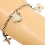 Louis Vuitton Bracelet Sweet Monogram Metal Silver White 9.7