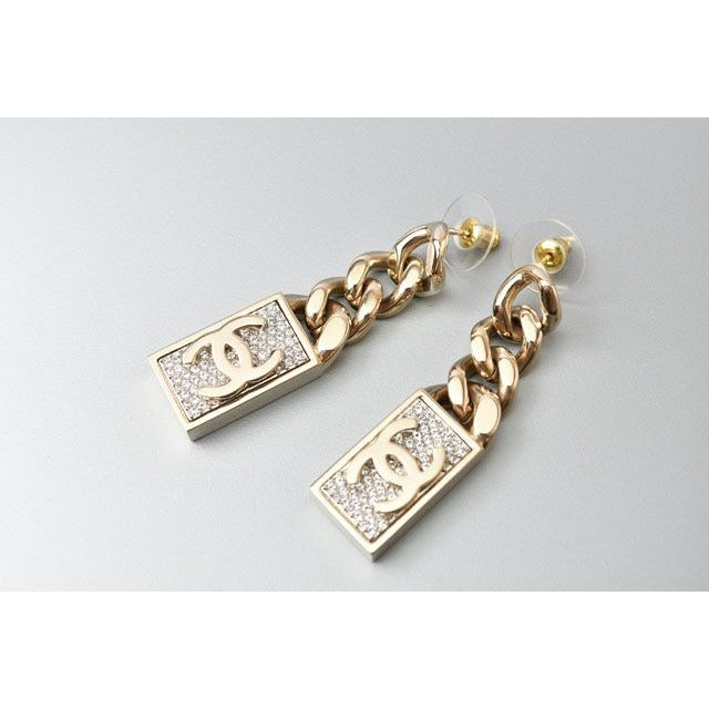 Chanel Swing Earrings CC Mark Coco Rhinestone Chien Pan — view 7