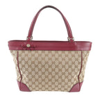 Gucci GG Canvas Mayfair Ribbon Leather Tote Shoulder