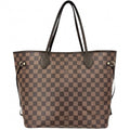Louis Vuitton Tote Neverfull MM Handbag Shoulder Damier Canvas Brown Gold