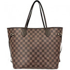 Louis Vuitton Tote Neverfull MM Handbag Shoulder Damier Canvas Brown Gold