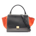 Celine Handbag Trapeze Medium Black Gray Orange Leather Suede — view 2