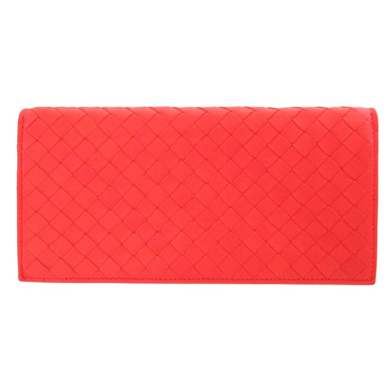 Bottega Veneta Intrecciato Leather Red Bifold Long Wallet 0337 — view 3