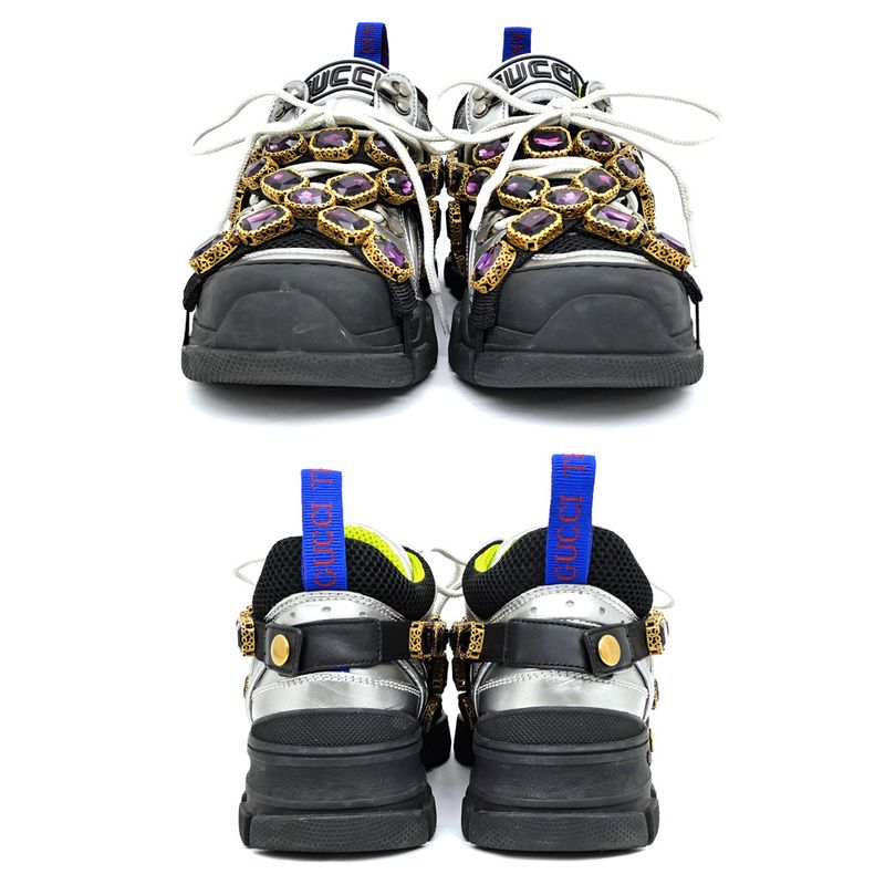 Gucci Flash Trek Bijou Sneakers Removable Silver — view 4
