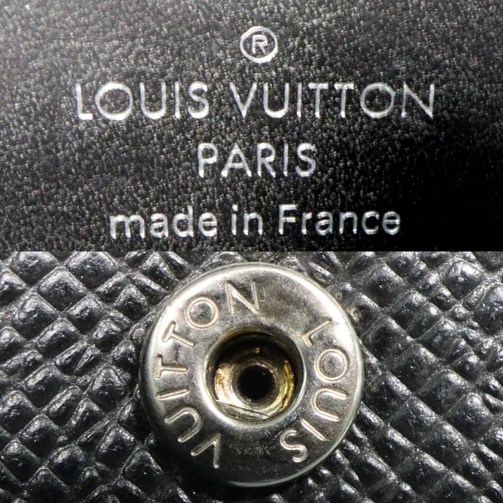 Louis Vuitton Taiga Coin Purse Noir Black Leather — view 2