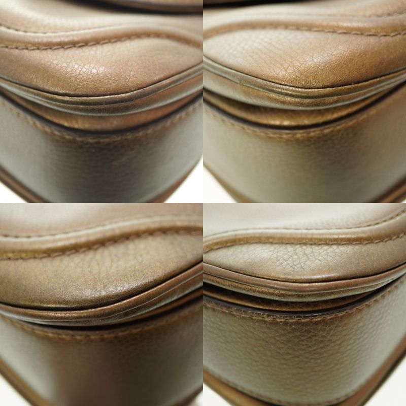 Gucci New Bamboo Shoulder Handbag Leather With Gold Strap 0020 — view 8