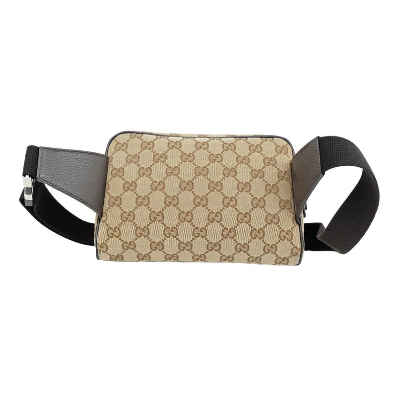 Gucci Waist Bag Body Beige Brown Silver Hardware GG Canvas — view 3