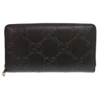 Gucci GG Embossed Black Round Zipper Long Wallet 1335