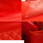Chanel Double Face Chain Red Gold Lambskin Quilted Shoulder Bag Vintage — view 8