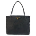 Prada Tessuto Triangle Logo Plate Black Gold Hardware Nylon Tote Bag