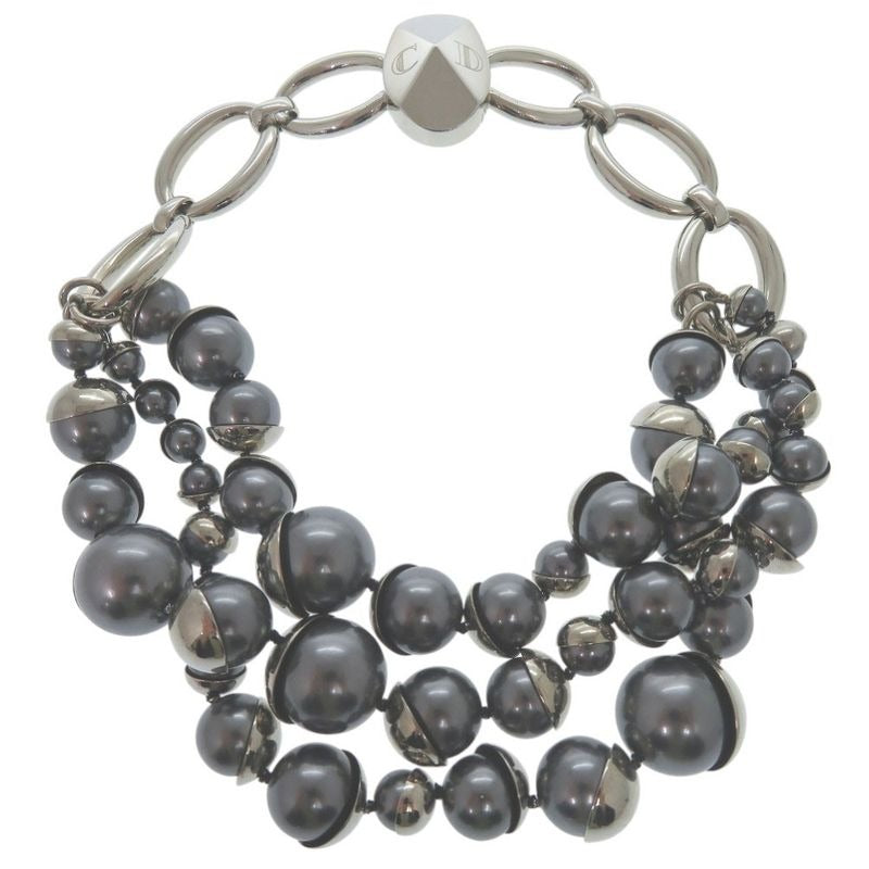 Dior Faux Pearl Necklace Silver Choker 0989