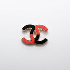 Chanel Brooch CC Logo Bicolor Black & Pink
