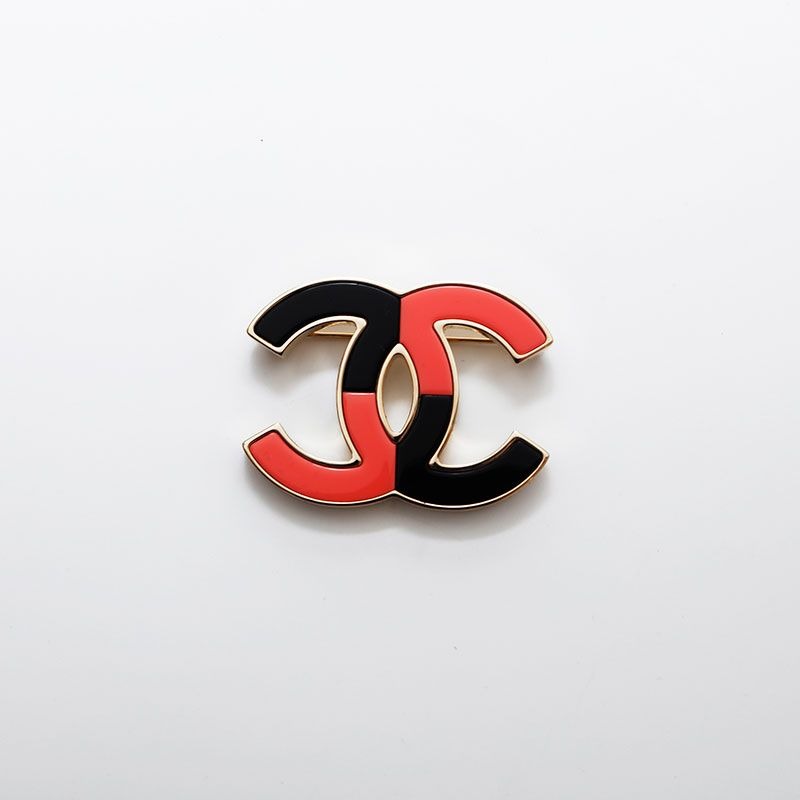 Chanel Brooch CC Logo Bicolor Black & Pink