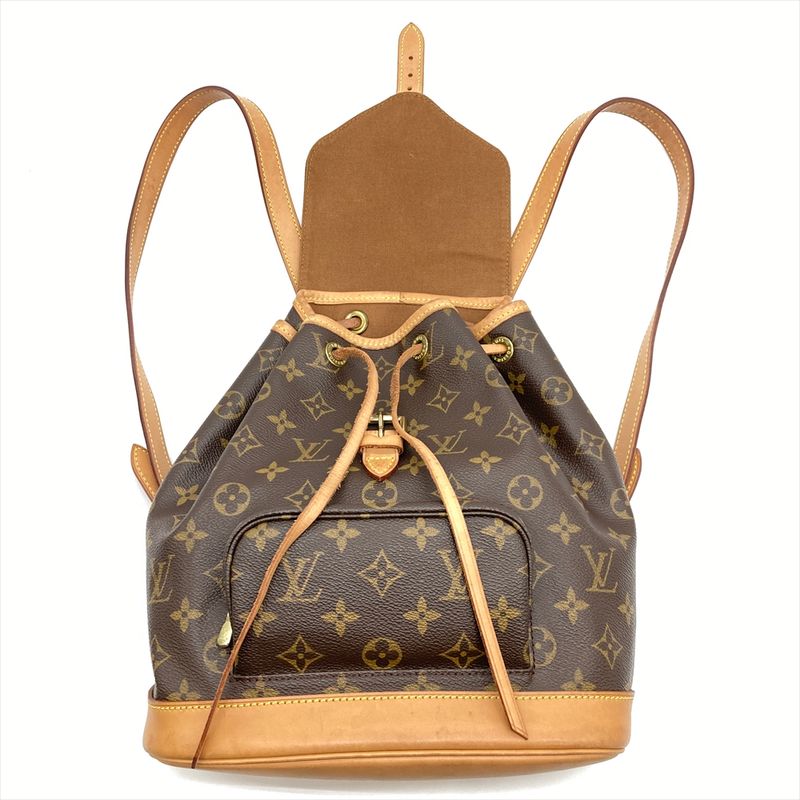 Louis Vuitton Montsouris MM Backpack Monogram Canvas Brown Gold Hardware — view 7