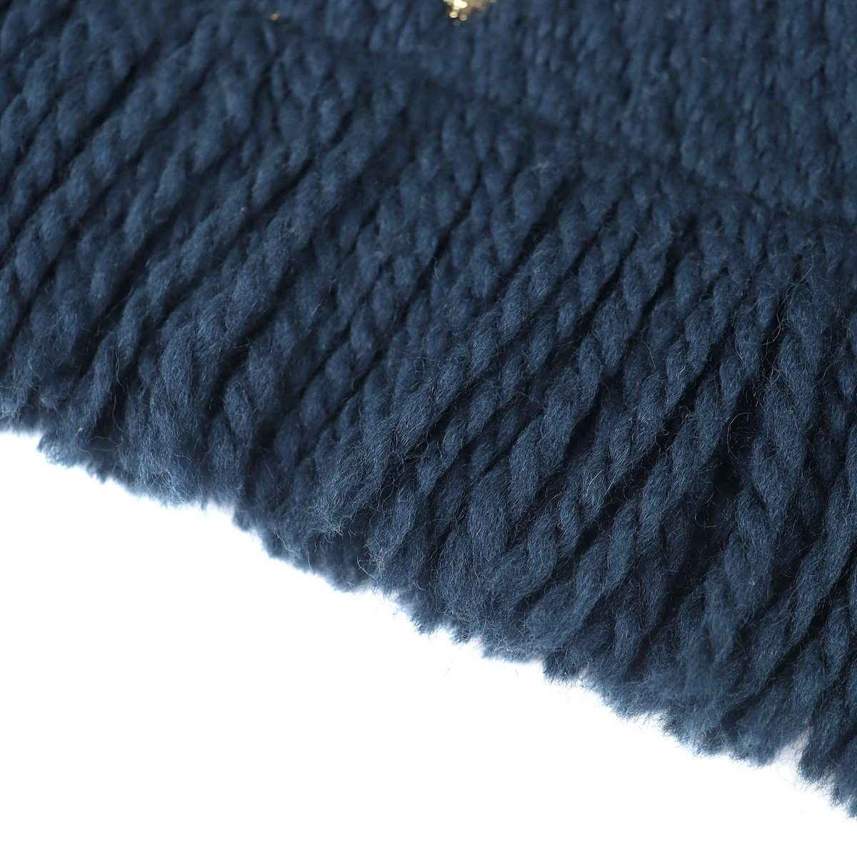 Louis Vuitton Echarpe Logo Mania Shine Wool Silk Fringe Scarf Navy Gold — view 6