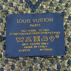 Louis Vuitton Echarpe Logo Mania Shine Wool Silk Fringe Scarf Navy Gold — view 7