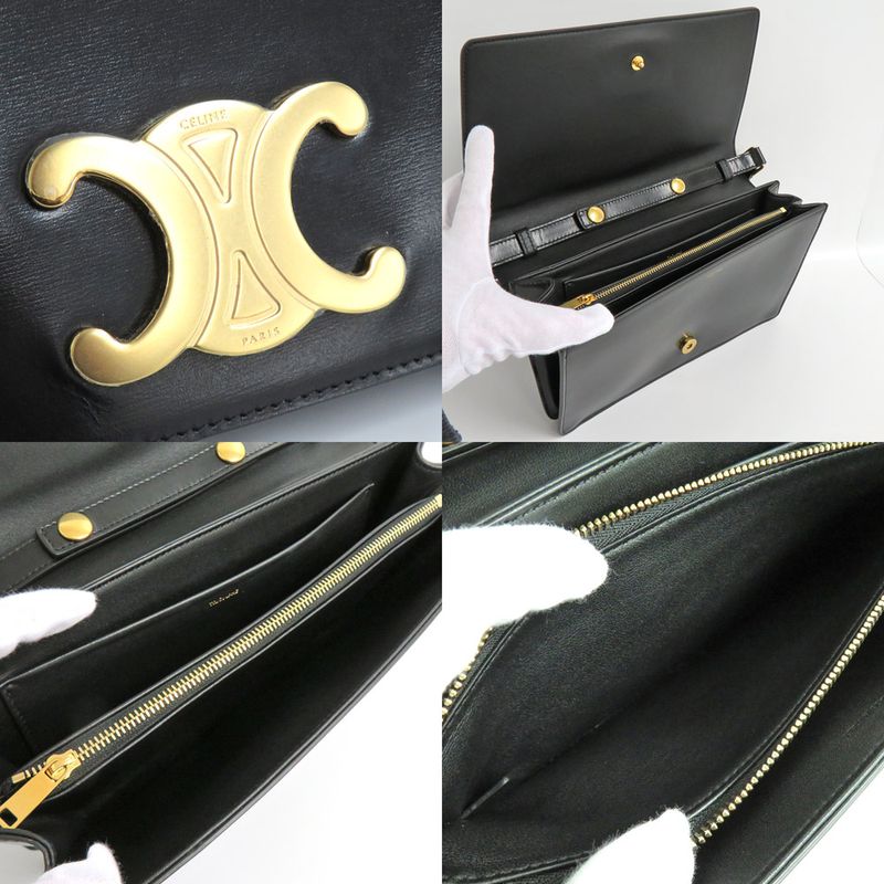 Celine Trapeze Triomphe Bag Bf438 no Leather Black Gold Hardware — view 7