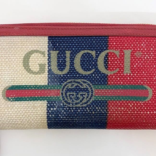 Gucci Round Zipper Long Wallet Red Navy — view 8