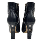 Chanel Boots Short Shoes Leather Patent Black Silver Coco Mark Chain — view 5