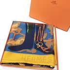 Hermes Carre 90 Monsieur ET Madame & Yellow Blue Silk Scarf Box — view 2