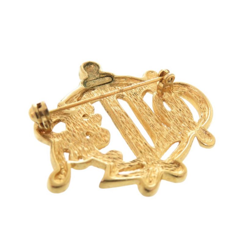 Christian Dior Emblem Metal Gold Brooch 0637 — view 4