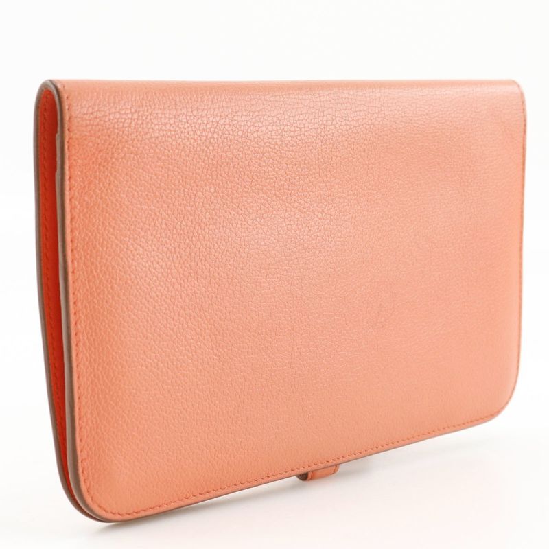 Hermes Dogon GM Chevre Pink R Long Wallet — view 3