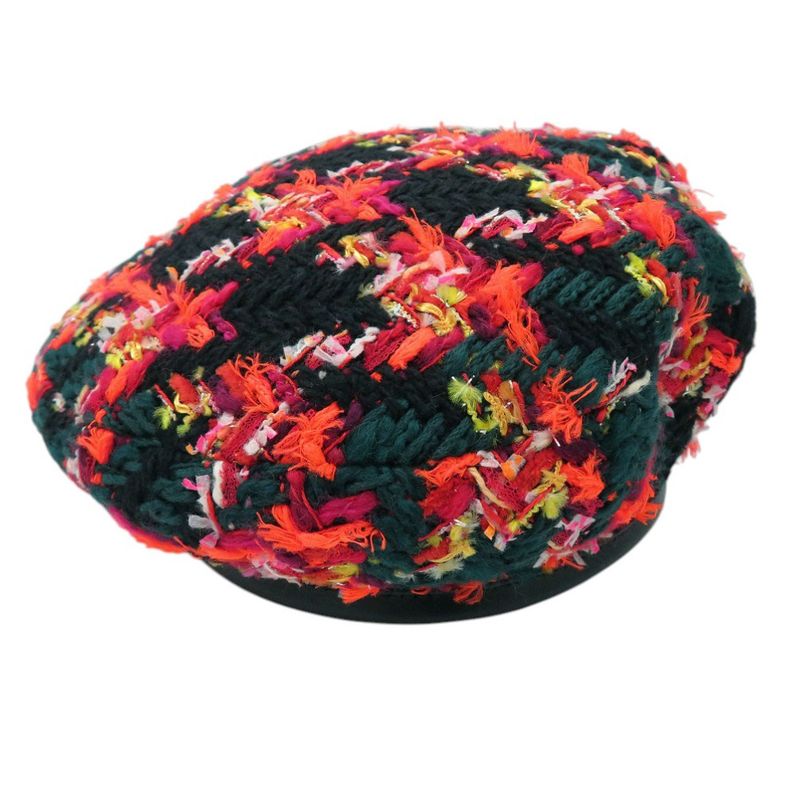 Gucci Tweed Check Beret With Ribbon GG Logo Wool Nylon Multicolor 1645 — view 2