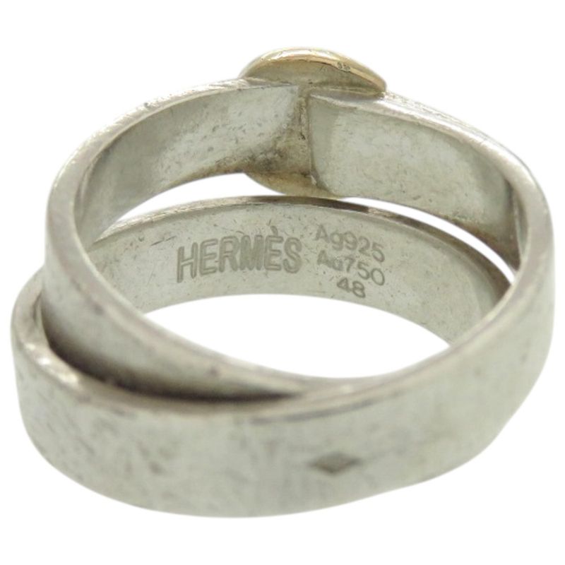 Hermes Double True 48 Size 8 Silver 925 18K Gold Ring 0222 — view 6