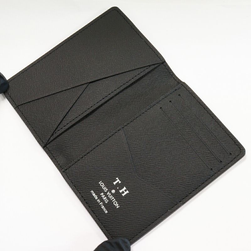Louis Vuitton Taiga Noir Black Organizer De Poche With Initials TH — view 5