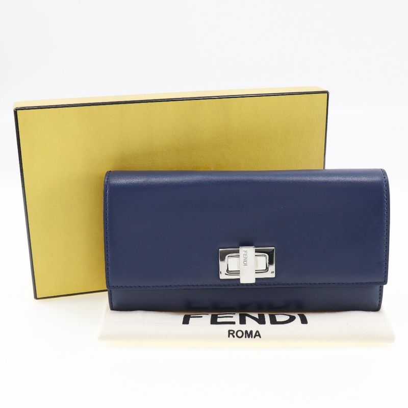 Fendi Peekaboo 8 M0377 Calf Navy Long Wallet — view 9