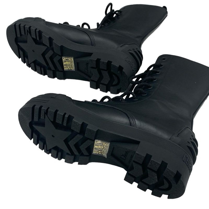 Christian Dior Boots Short Shoes Leather Rubber Black Middle Logo — view 6